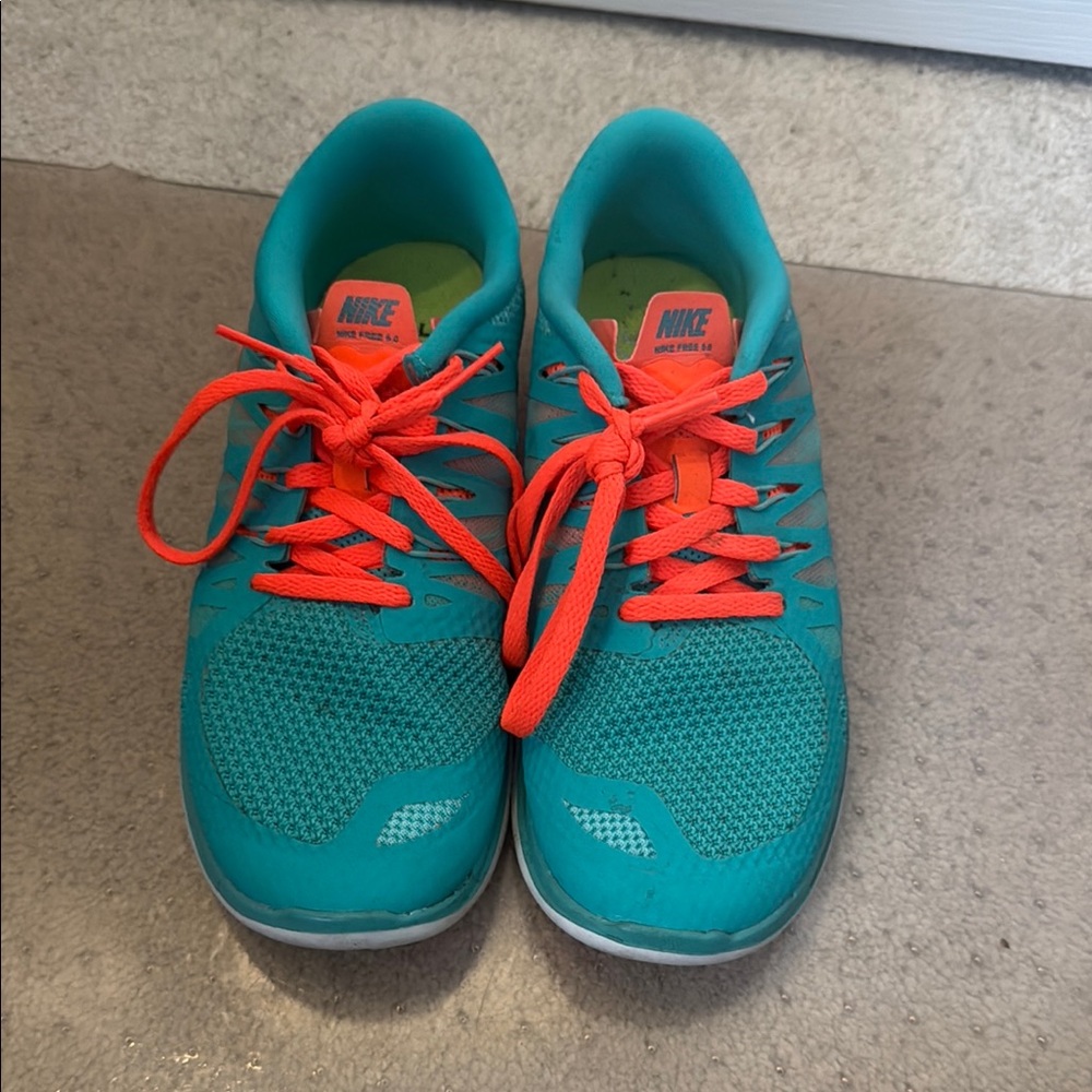 Nike Blue and Orange Sneakers Lightweight Mesh Design